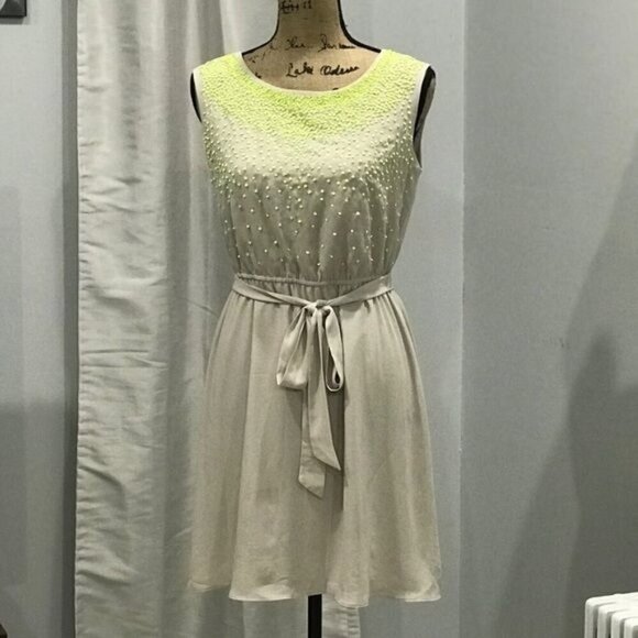 Ann Taylor Loft light green dress size SP sequin sleeveless - Picture 1 of 6